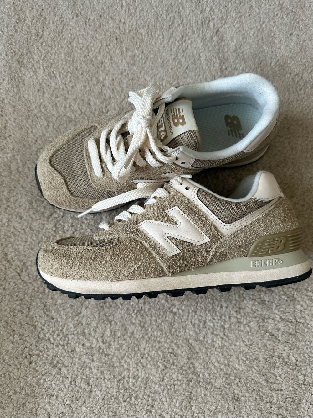 New Balance 574 Encap tan suede sneakers